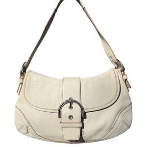 Coach 9248 Cream Ivory Leather Shoulder Bag Buckle Hobo Purse Vintage Authentic
